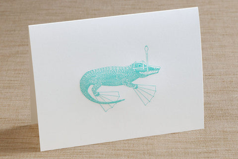 Folded Cards - Alligator with Snorkel Gear