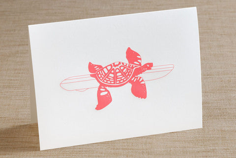 Folded Cards - Sea Turtle with Surfboard