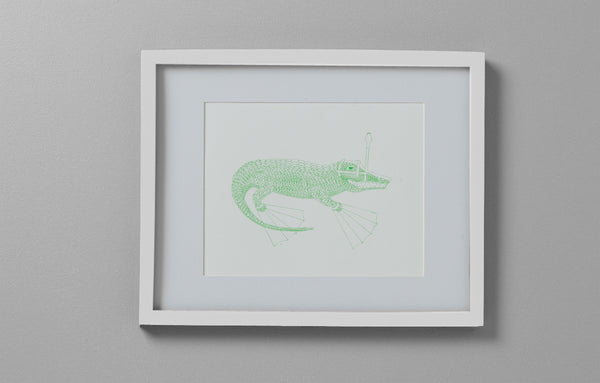 Art Print - Alligator with Snorkel Gear